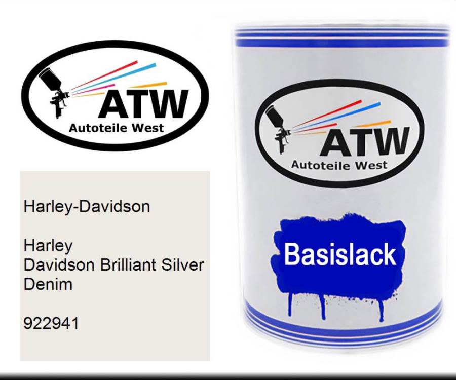 Harley-Davidson, Harley Davidson Brilliant Silver Denim, 922941: 500ml Lackdose, von ATW Autoteile West.